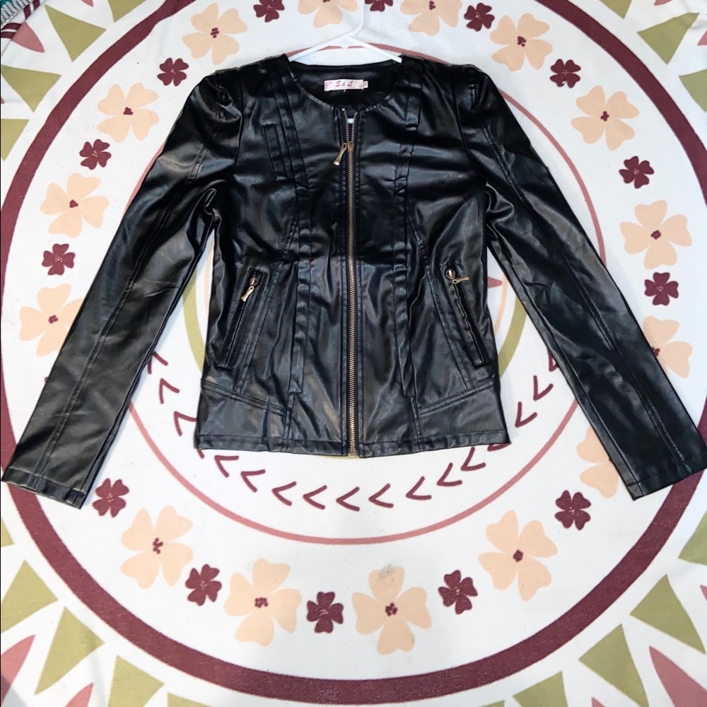black leather jacket
